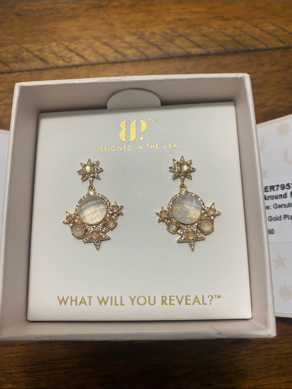 Bomb Party Halo Earrings - Genuine Moonstone - Gold Plating - Halo Around My Hea